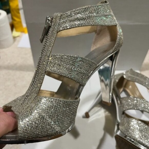 Michael Kors silvery flashy bling bling prom wedding fancy high heels*READ - Picture 9 of 11